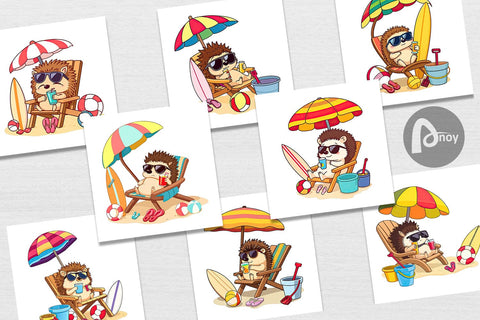 Digital Paper Summer Hedgehog Digital Pattern artnoy 