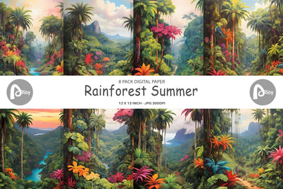 Digital Paper Summer Jungle Digital Pattern artnoy 