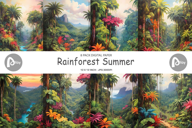 Digital Paper Summer Jungle Digital Pattern artnoy 