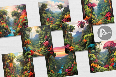 Digital Paper Summer Jungle Digital Pattern artnoy 