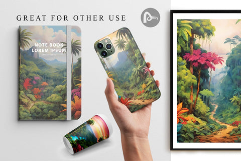 Digital Paper Summer Jungle Digital Pattern artnoy 