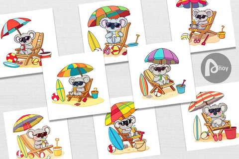 Digital Paper Summer Koala Digital Pattern artnoy 