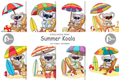 Digital Paper Summer Koala Digital Pattern artnoy 