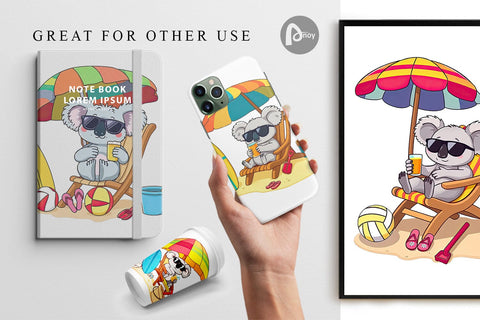 Digital Paper Summer Koala Digital Pattern artnoy 