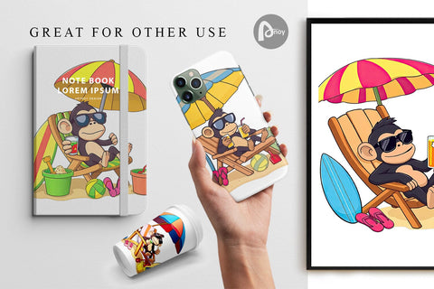 Digital Paper Summer Monkey Digital Pattern artnoy 