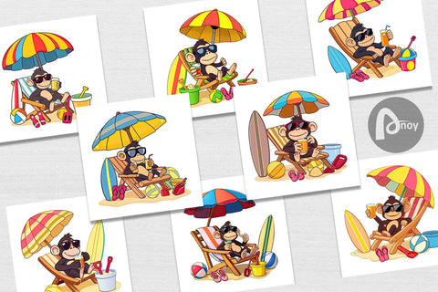 Digital Paper Summer Monkey Digital Pattern artnoy 