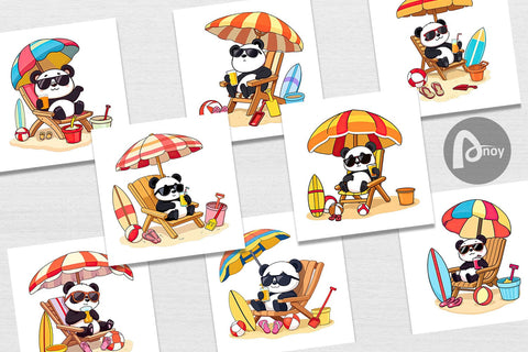 Digital Paper Summer Panda Digital Pattern artnoy 