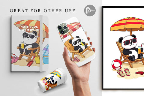 Digital Paper Summer Panda Digital Pattern artnoy 