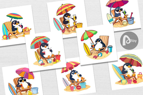 Digital Paper Summer Penguin Digital Pattern artnoy 