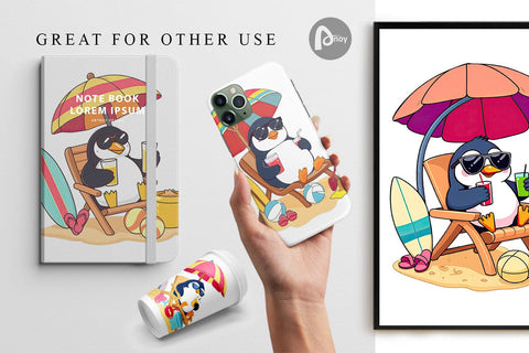 Digital Paper Summer Penguin Digital Pattern artnoy 