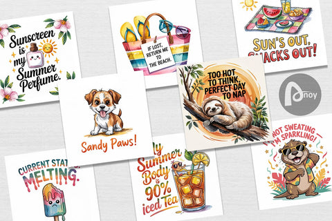 Digital Paper Summer Quote Digital Pattern artnoy 