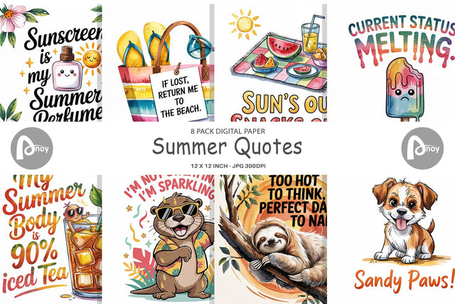 Digital Paper Summer Quote Digital Pattern artnoy 