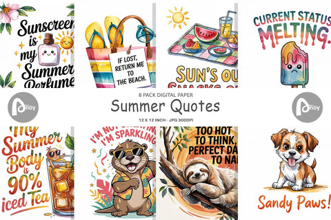 Digital Paper Summer Quote Digital Pattern artnoy 