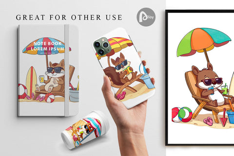 Digital Paper Summer Squirrel Digital Pattern artnoy 