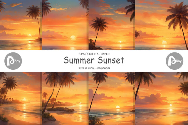 Digital Paper Summer Sunset Sublimation artnoy 