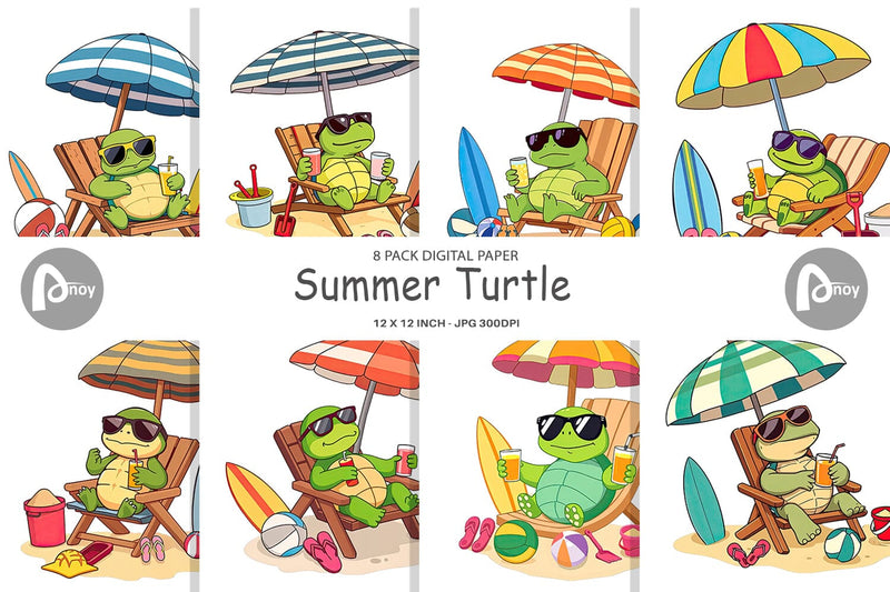 Digital Paper Summer Turtle Digital Pattern artnoy 