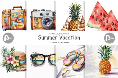 Digital Paper Summer Vacation Digital Pattern artnoy 