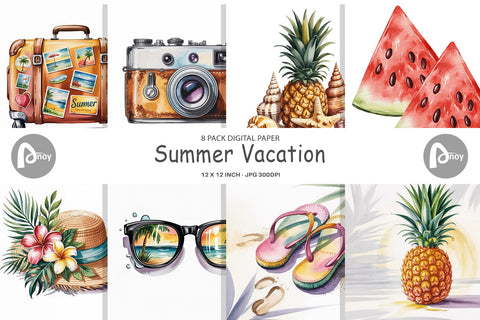Digital Paper Summer Vacation Digital Pattern artnoy 