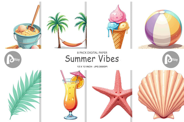 Digital Paper Summer Vibes Sublimation artnoy 