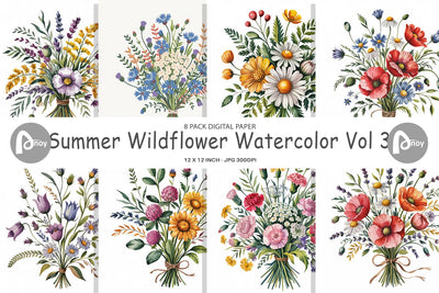 Digital Paper Summer Wildflower Digital Pattern artnoy 