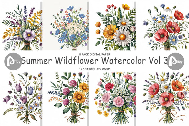 Digital Paper Summer Wildflower Digital Pattern artnoy 