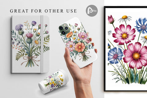 Digital Paper Summer Wildflower Digital Pattern artnoy 