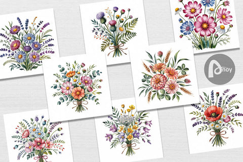 Digital Paper Summer Wildflower Digital Pattern artnoy 