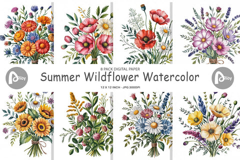 Digital Paper Summer Wildflower Digital Pattern artnoy 