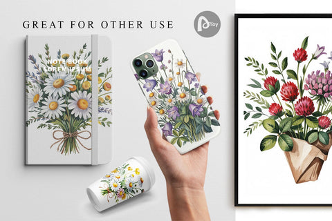 Digital Paper Summer Wildflower Digital Pattern artnoy 