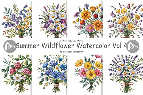 Digital Paper Summer Wildflower Digital Pattern artnoy 