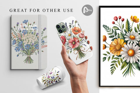 Digital Paper Summer Wildflower Digital Pattern artnoy 