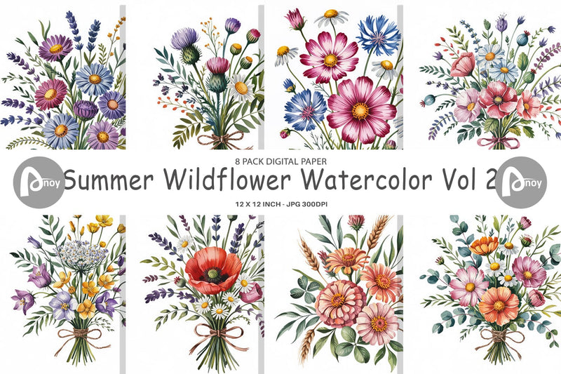 Digital Paper Summer Wildflower Digital Pattern artnoy 