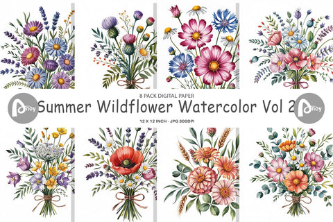 Digital Paper Summer Wildflower Digital Pattern artnoy 