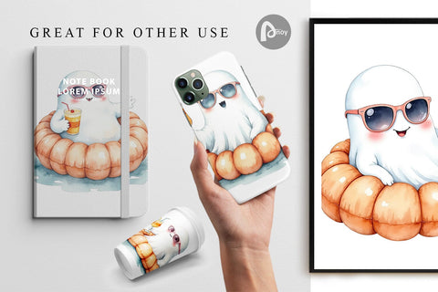 Digital Paper Summerween Ghosts Digital Pattern artnoy 