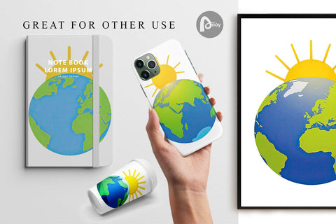 Digital Paper Sun and Earth Digital Pattern artnoy 