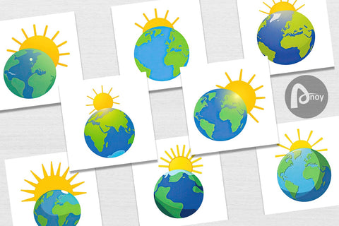 Digital Paper Sun and Earth Digital Pattern artnoy 