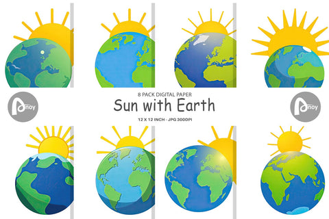 Digital Paper Sun and Earth Digital Pattern artnoy 