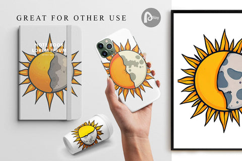 Digital Paper Sun and Moon Digital Pattern artnoy 