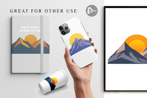 Digital Paper Sun over Mountains Digital Pattern artnoy 