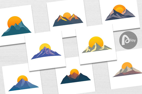 Digital Paper Sun over Mountains Digital Pattern artnoy 