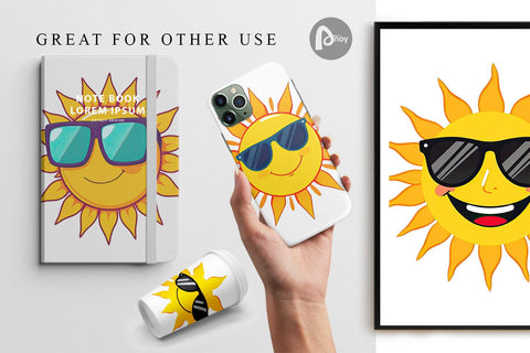 Digital Paper Sun with Sunglasses Digital Pattern artnoy 