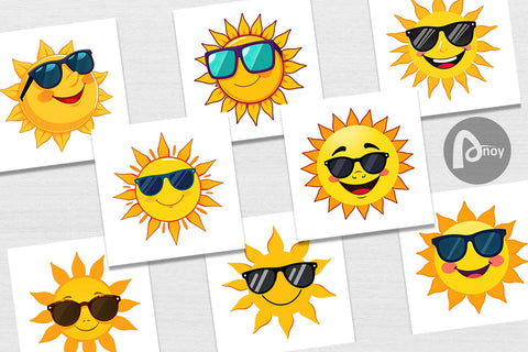 Digital Paper Sun with Sunglasses Digital Pattern artnoy 