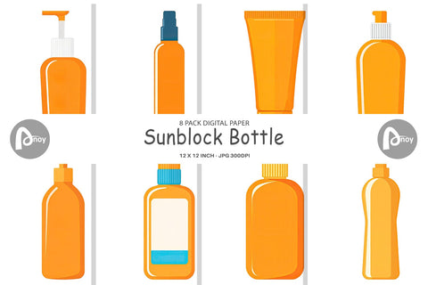 Digital Paper Sunblock Bottle Digital Pattern artnoy 