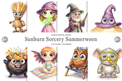 Digital Paper Sunburn Sorcery Summerween Digital Pattern artnoy 
