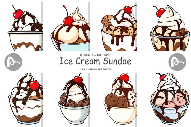 Digital Paper Sundae Delight Digital Pattern artnoy 