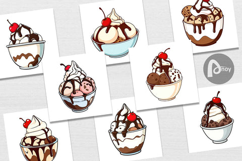 Digital Paper Sundae Delight Digital Pattern artnoy 