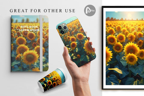 Digital Paper Sunflower Field Digital Pattern artnoy 