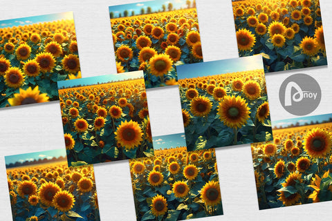 Digital Paper Sunflower Field Digital Pattern artnoy 