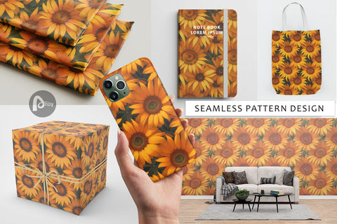 Digital Paper Sunflower Pattern Digital Pattern artnoy 