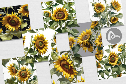 Digital Paper Sunflower Pattern Digital Pattern artnoy 